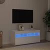 vidaXL TV Cabinet with LED Lights High Gloss White 90x35x40 cm