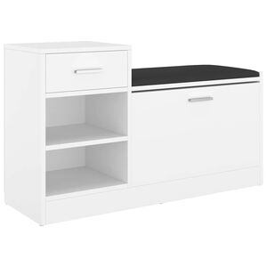 vidaXL Shoe Bench | White | Engineered wood, MDF, faux leather | Medium