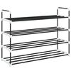 vidaXL Shoe Rack with 4 Shelves Metal and Plastic Black
