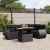 vidaXL 6 Piece Garden Sofa Set with Cushions Black Poly Rattan