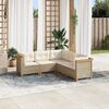 vidaXL 5 Piece Garden Sofa Set with Cushions Beige Poly Rattan