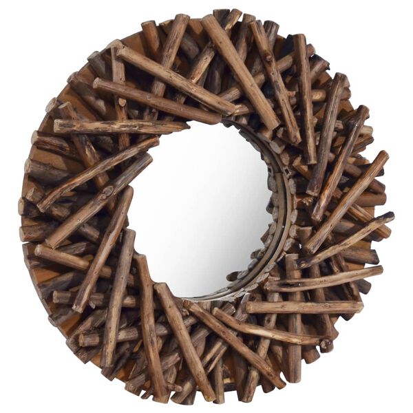vidaXL Wall Mirror 40 cm Teak Round