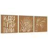 vidaXL Garden Wall Decorations 3 pcs 55x55 cm Corten Steel Grass Design