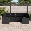 vidaXL Garden Sofa Set with Cushion 6 pcs Black Poly Rattan