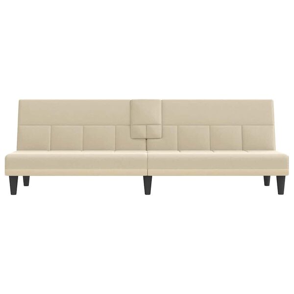 vidaXL Sofa Bed with Cup Holders Cream Fabric