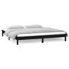 vidaXL LED Bed Frame without Mattress Black 135x190 cm Double Double Solid Wood