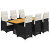 vidaXL 7 Piece Garden Bistro Set with Cushions Black Poly Rattan