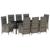 vidaXL Garden Dining Set with Cushion 9 pcs Grey Poly Rattan
