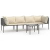 vidaXL 5 Piece Garden Lounge Set with Cushions Grey Poly Rattan