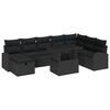 vidaXL Garden Sofa Set with Cushion 9 pcs Black Poly rattan
