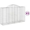 vidaXL Arched Gabion Baskets 5 pcs 200x50x120/140 cm Galvanised Iron