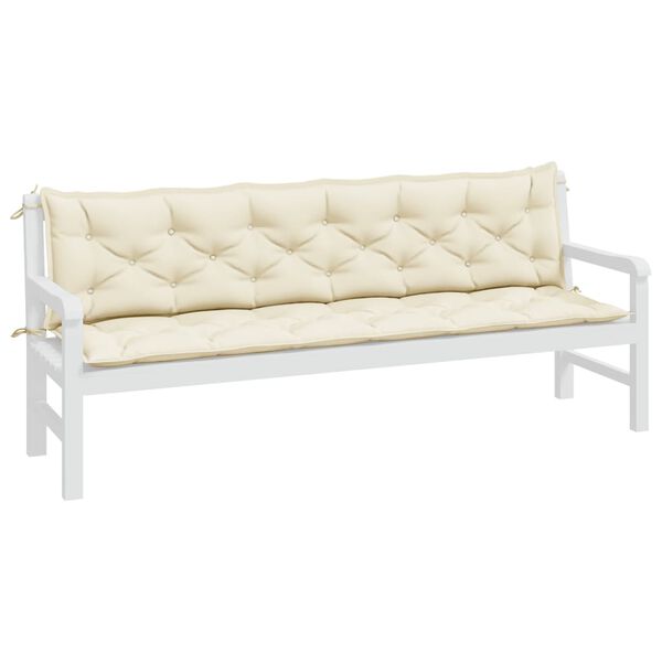 vidaXL Garden Bench Cushions 2pcs Cream White 200x50x7cm Oxford Fabric