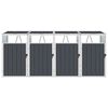 vidaXL Quadruple Garbage Bin Shed Anthracite 286x81x121 cm Steel