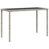 vidaXL Garden Table with Glass Top Light Grey 115x54x74 cm Poly Rattan
