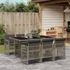 vidaXL 7 Piece Garden Dining Set with Cushions Grey Poly Rattan