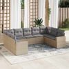 vidaXL 9 Piece Garden Sofa Set with Cushions Beige Poly Rattan