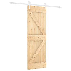 vidaXL Sliding Door Natural and White 70 x 210 cm Solid Pine Wood
