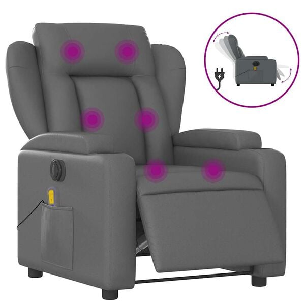 vidaXL Electric Massage Recliner Chair Grey Faux Leather