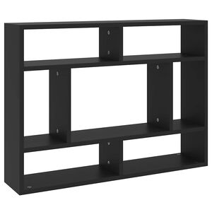 vidaXL Wall Shelf | Black | Engineered Wood | Medium | Wall Shelf | Rectangular