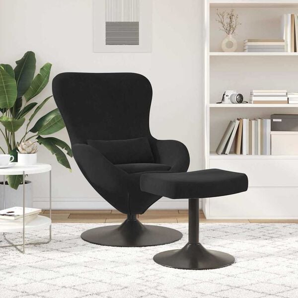 vidaXL Egg Chair with Footstool Black Velvet