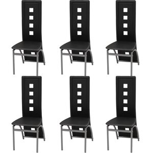 vidaXL Dining Chairs 6 pcs Black Faux Leather