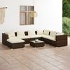 vidaXL 8 Piece Garden Lounge Set with Cushions Poly Rattan Brown