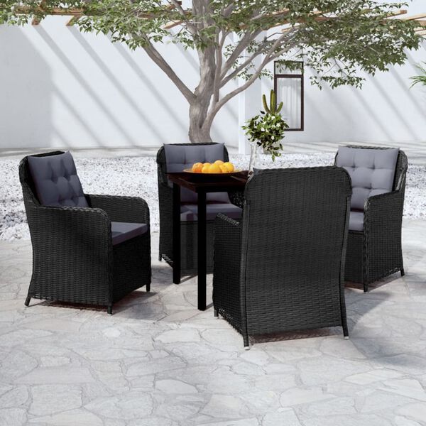 vidaXL 5 Piece Garden Dining Set Black