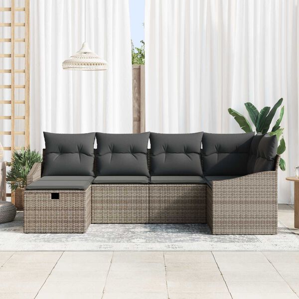 vidaXL Sofa Set with Cushion 7 pcs Poly Rattan