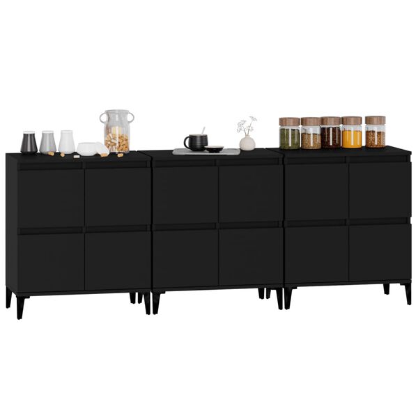 vidaXL Sideboards 3 pcs Black 60x35x70 cm Engineered Wood