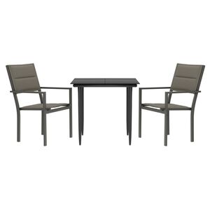 vidaXL 3 Piece Garden Dining Set Black Steel and Textilene