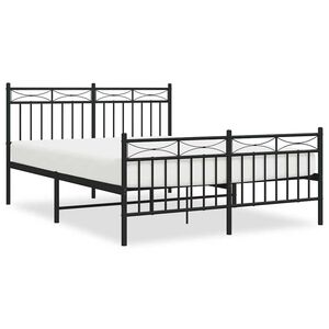 vidaXL Metal Bed Frame without Mattress with Footboard Black 135x190cm