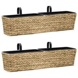 vidaXL Planter | Set of 2 | Natural | Water hyacinth and steel | Medium