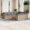vidaXL 11 Piece Garden Sofa Set with Cushions Beige Poly Rattan