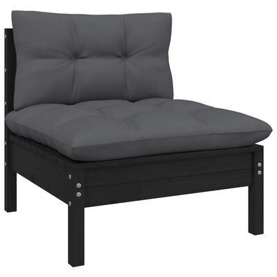 vidaXL 4-Seater Garden Sofa with Anthracite Cushions Solid Pinewood