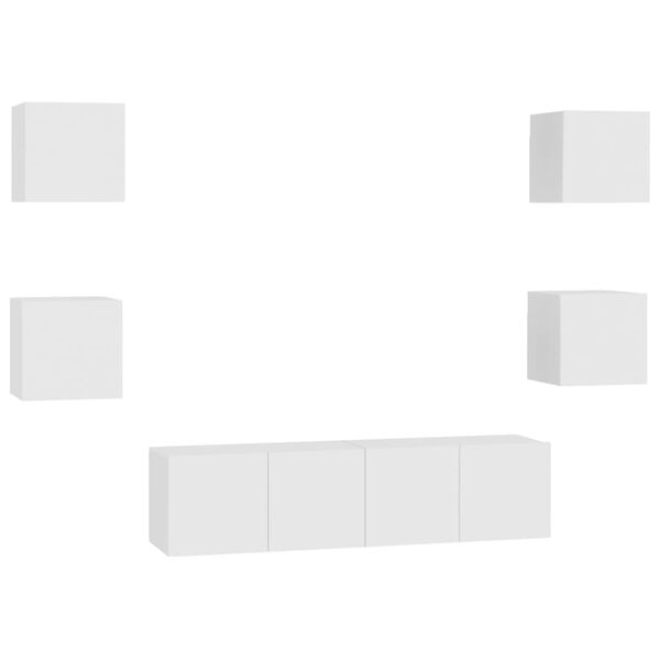 vidaXL 6 Piece TV Cabinet Set White Engineered Wood