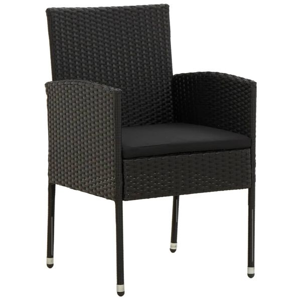 vidaXL 3 Piece Outdoor Dining Set Poly Rattan Black