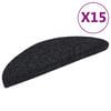 vidaXL Stair Mats Self-adhesive 15 pcs 56x17x3 cm Black Half Round