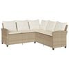 vidaXL L-shaped Couch Sofa with Cushions Beige Poly Rattan