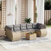 vidaXL 8 Piece Garden Sofa Set with Cushions Beige Poly Rattan