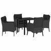 vidaXL Garden Dining Set 5 pcs Black Poly Rattan