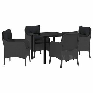 vidaXL Garden Dining Set 5 pcs Black Poly Rattan