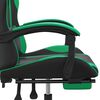 vidaXL Swivel Gaming Chair with Footrest Black&Green Faux Leather