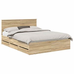 vidaXL Bed Frame with Drawer Sonoma Oak 150 x 200 cm Engineer Wood