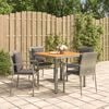 vidaXL 5 Piece Garden Dining Set with Cushions Grey Poly Rattan