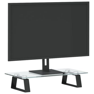 vidaXL Monitor Stand Black 40x20x8 cm Tempered Glass and Metal