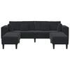 vidaXL Sofa with Cushion 3 pcs Black Velvet