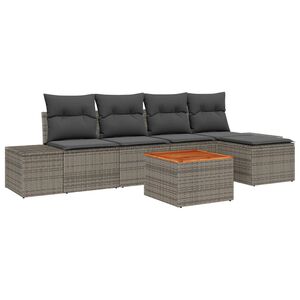 vidaXL Garden Sofa Set with Storage 6 pcs Grey Poly Rattan
