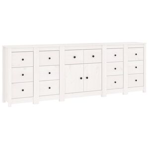 vidaXL Sideboard White 230x35x80 cm Solid Wood Pine