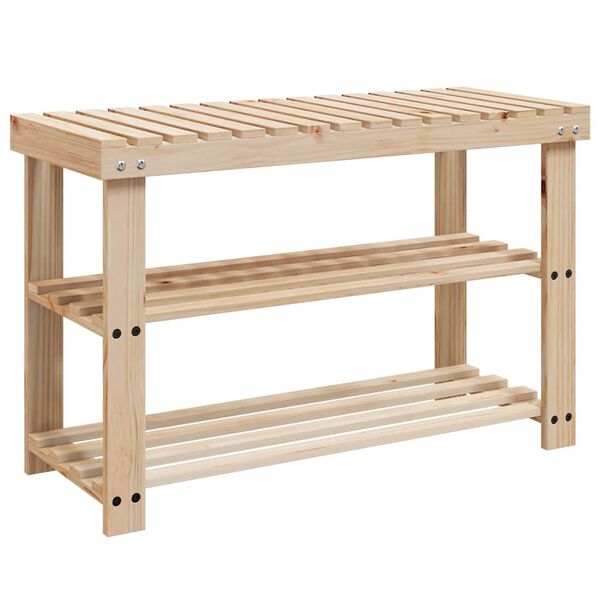 vidaXL 2-in-1 Shoe Rack with Bench Top 2 pcs Solid Wood