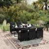 vidaXL 7 Piece Garden Dining Set with Cushions Poly Rattan Black